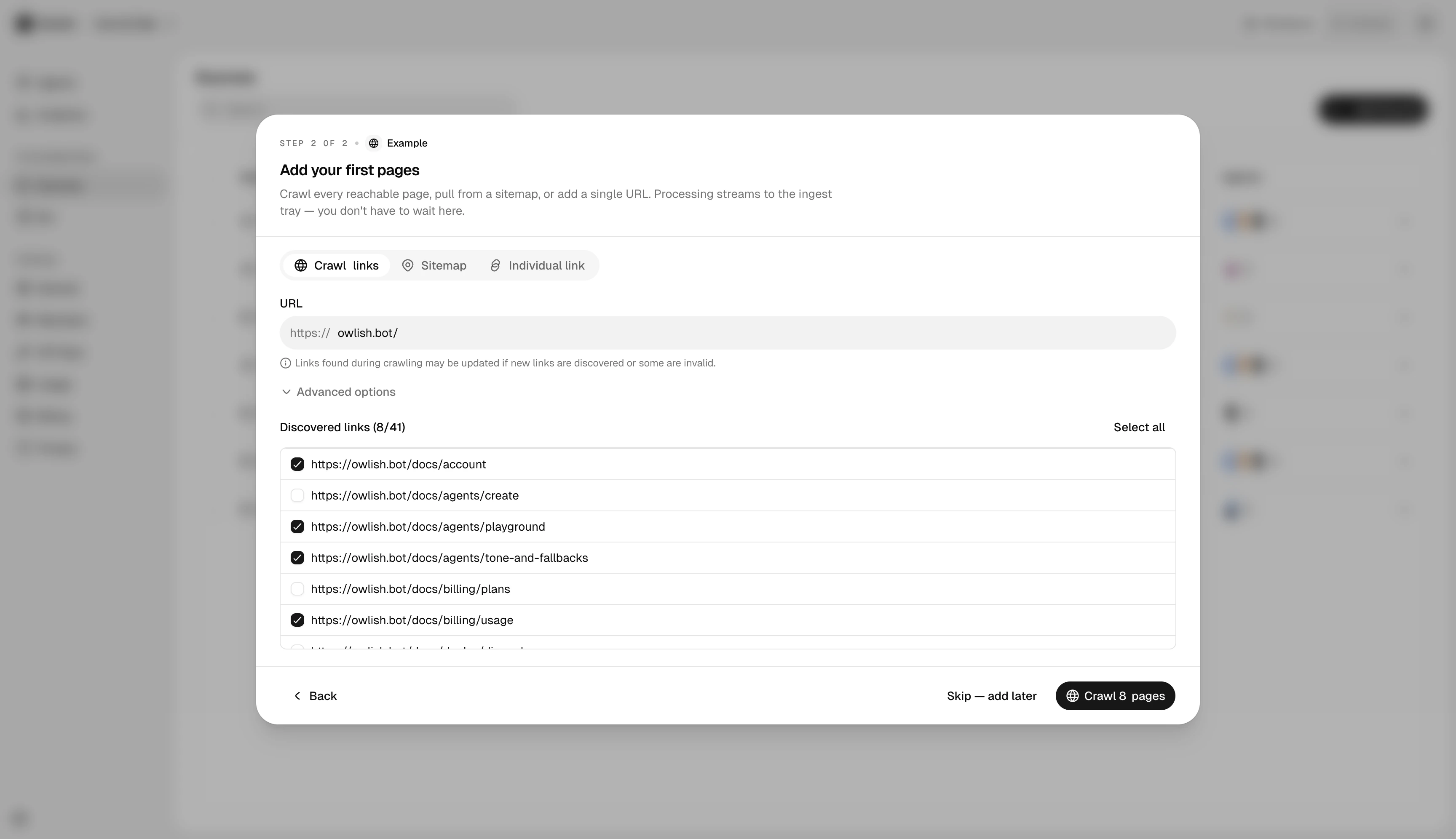 New website source — step 2